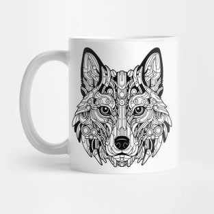 Biomechanical Wolf: An Advanced Futuristic Graphic Artwork with Abstract Line Patterns Mug